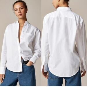 J. Crew Womens Cotton Poplin Garçon Classic Button Shirt BY715 White Size 10 NWT